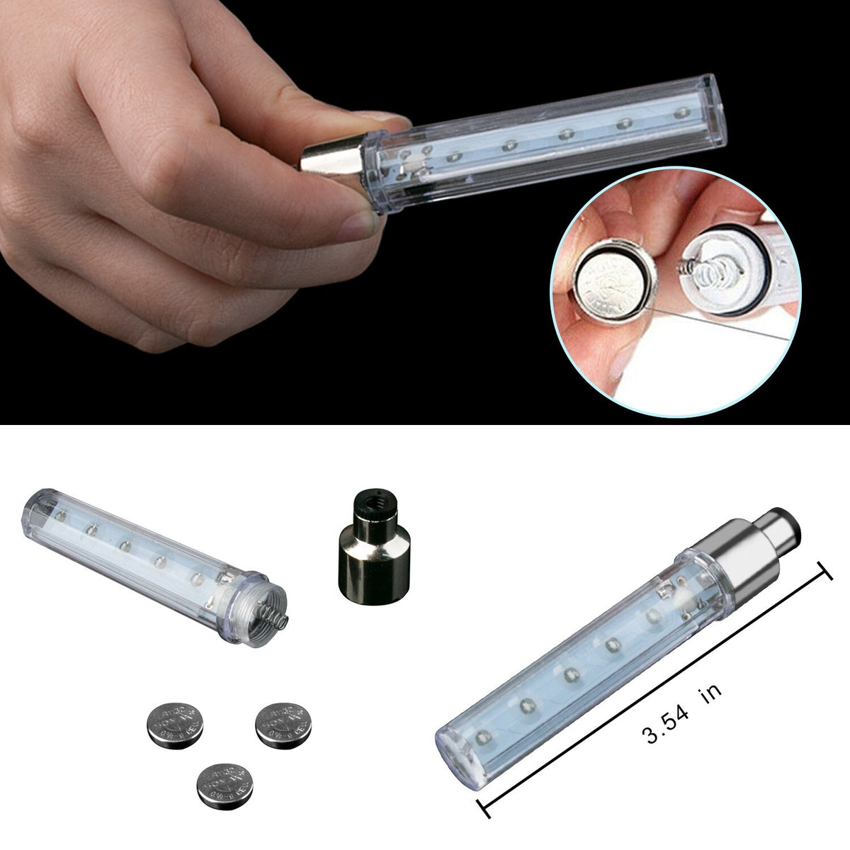 Waterproof LED Bicycle Rim Lights 2 Pack for Wheel Valve with 7 Modes