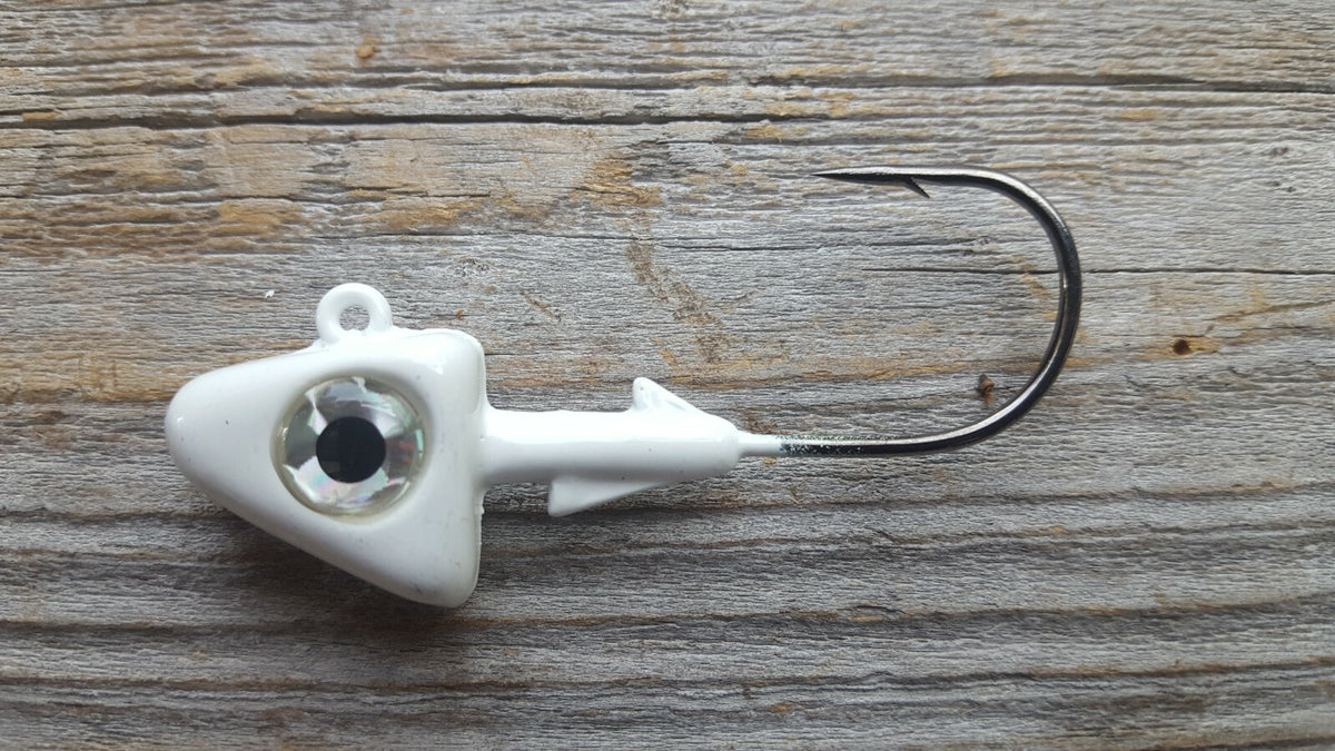 10 Pack 1oz Shad Jig Heads with 3D Eyes & 4/0 Hooks for Saltwater & Freshwater Fishing
