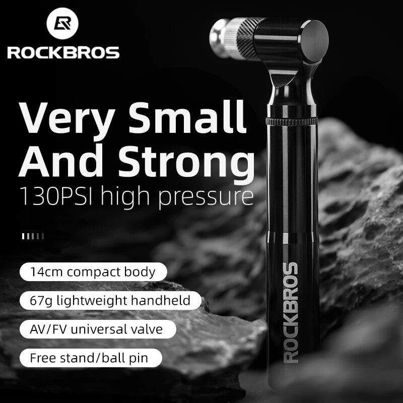 Portable Bicycle Pump 130PSI Aluminum Alloy Hand Inflator with Bracket