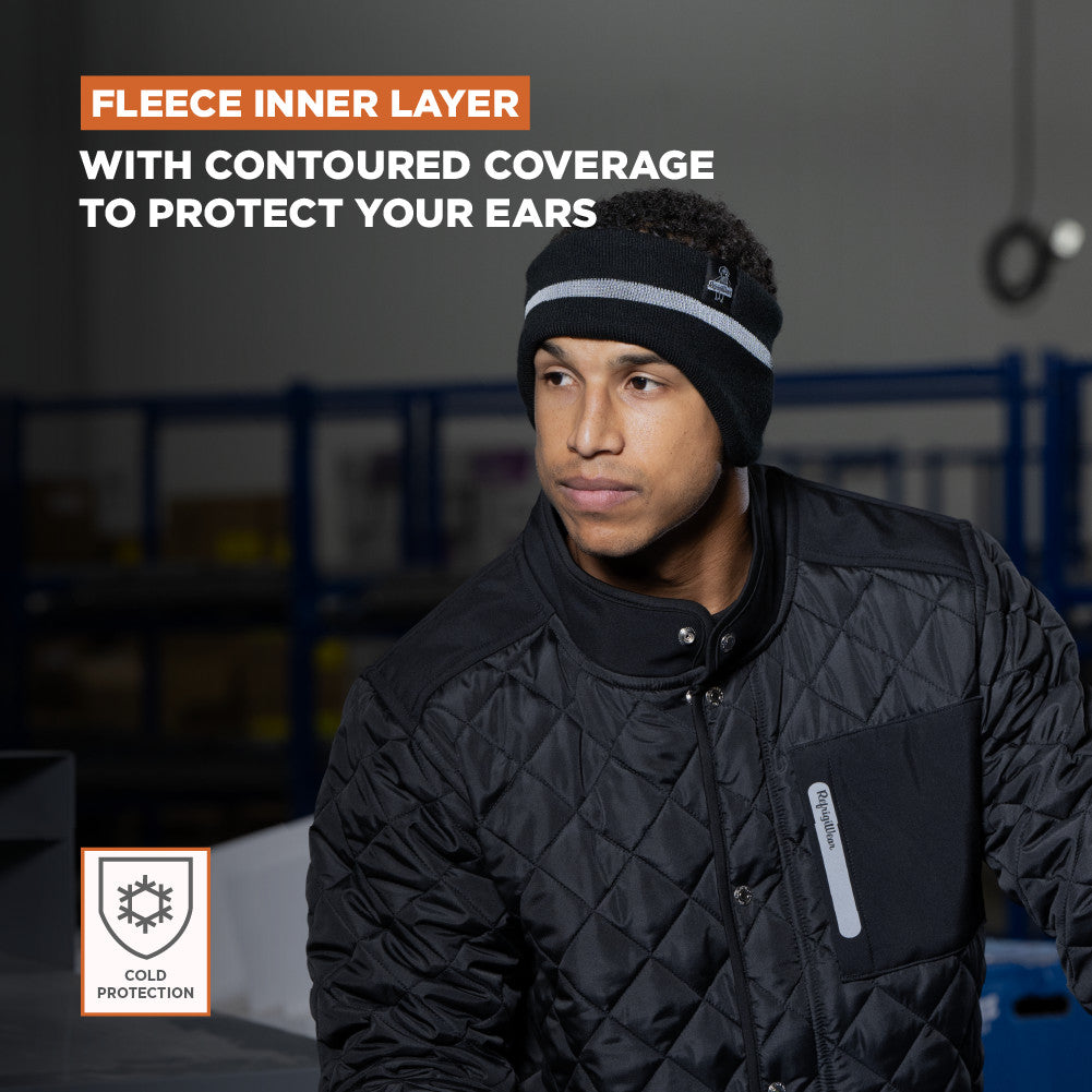 RefrigiWear Double Layer Headband with Reflective Stripe for Cold Weather