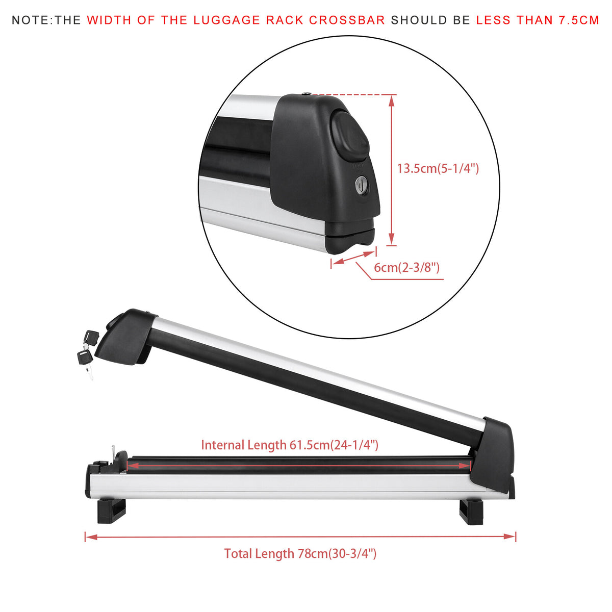 Roof Rack Cross Bar for Snowboard Ski Carrier with Lock System for Toyota 4Runner