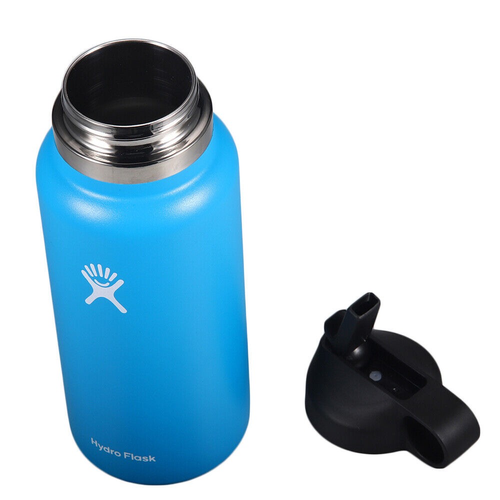 Insulated 32oz Wide Mouth Water Bottle with Straw Lid - Stainless Steel