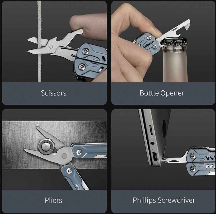 Mini Sailor Pliers Multi-Tool with Blue Aluminum Handles - 9 Tools