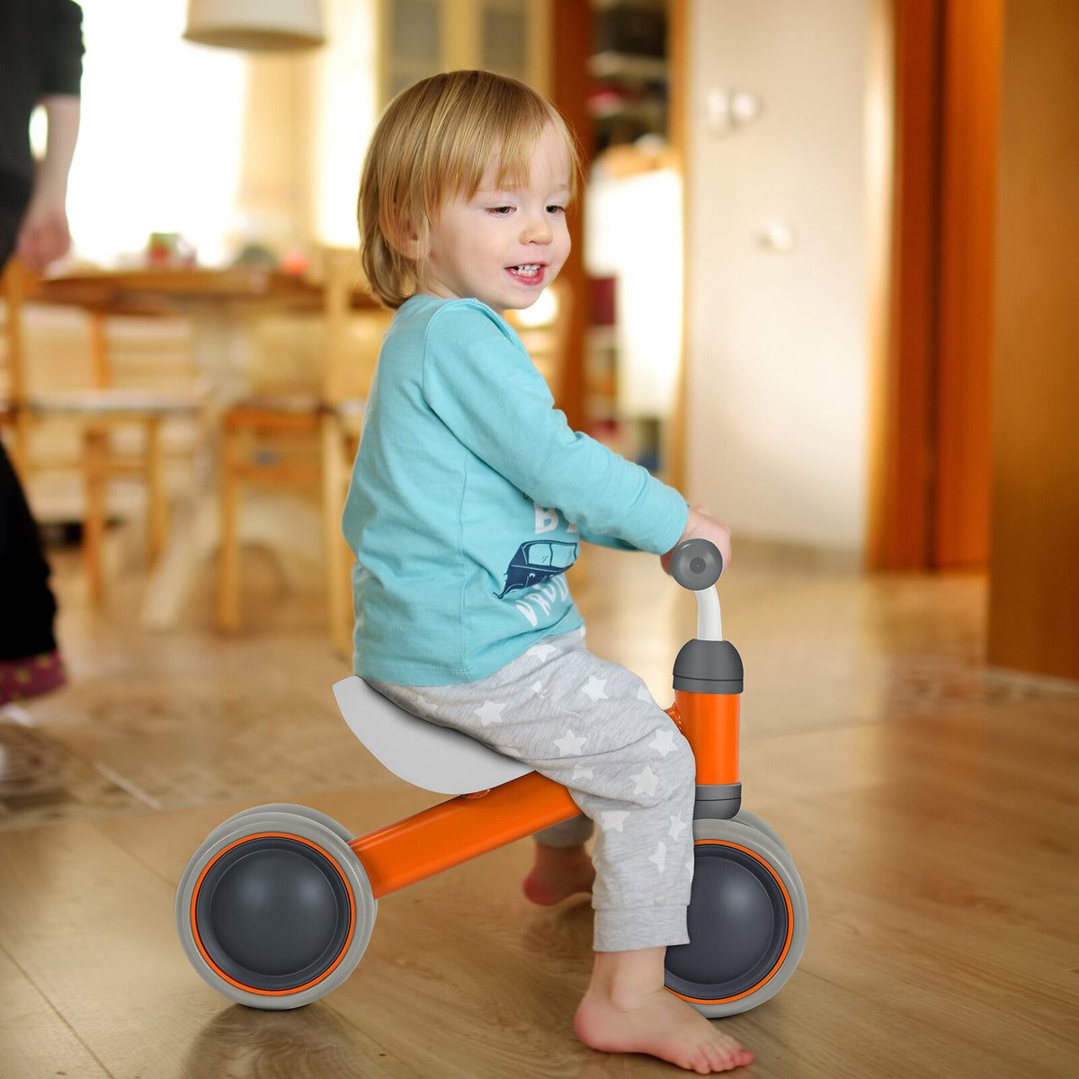 Baby Balance Bike 12-24 Months Toddler First Ride with 4 Wheels, Safe & Sturdy