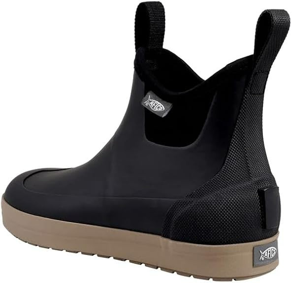 Men's Waterproof Deck Fishing Boots - Ankle High, Non-Slip, Black, Size 11