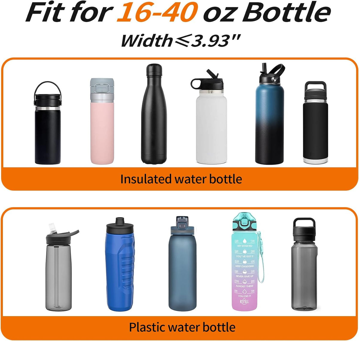 Insulated Water Bottle Carrier Bag 16-40 Oz Neoprene Sling with Pockets