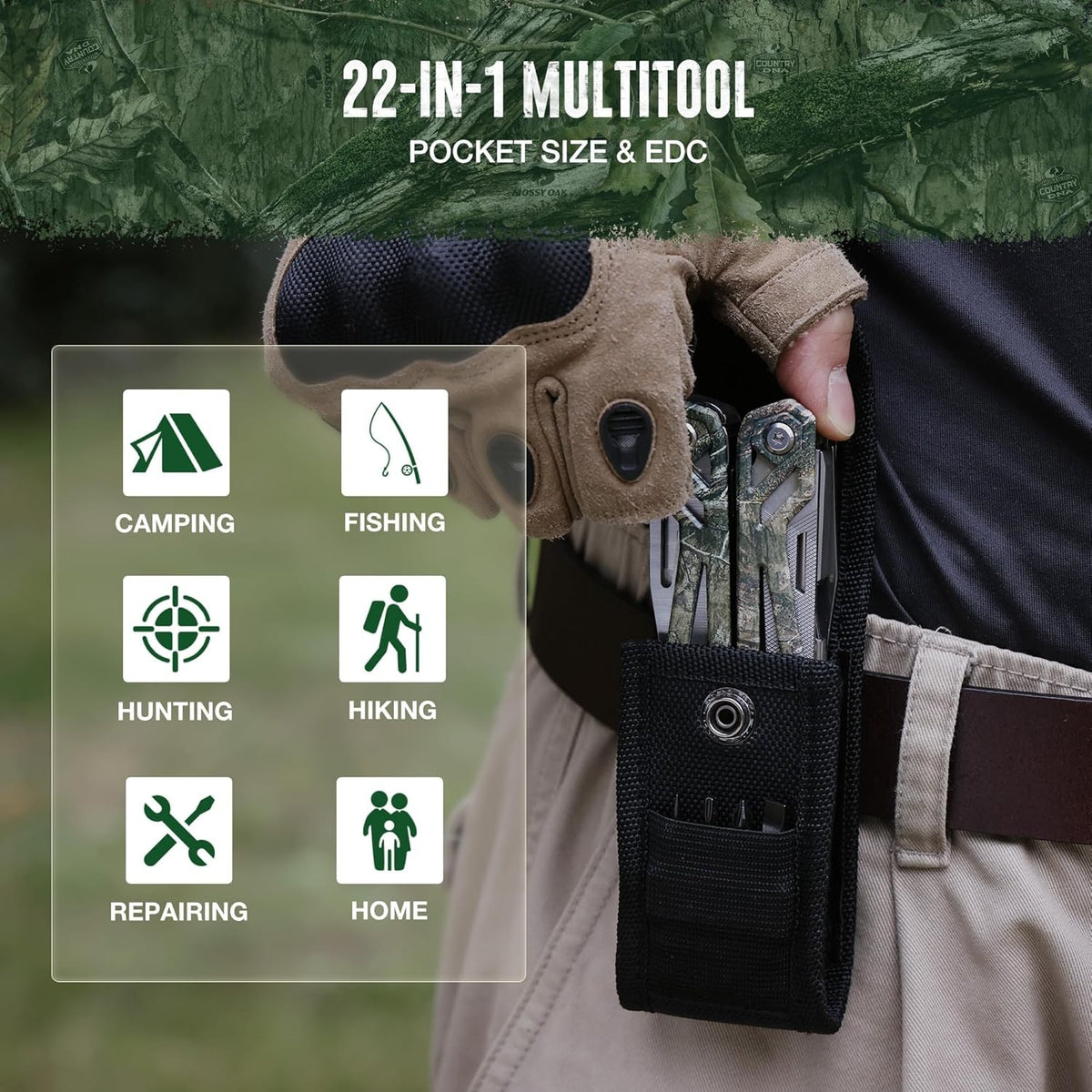 22-in-1 Multitool Pliers Set with Sheath - Stainless Steel Camping & DIY Tool