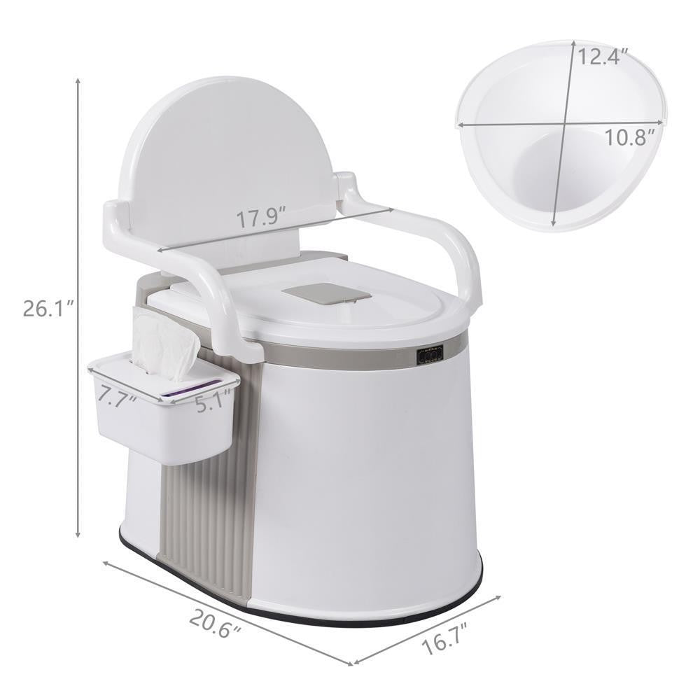 20L Portable Outdoor Camping Toilet with Handrails, Waste Bucket & Tissue Box