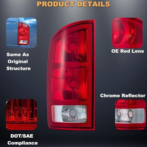 2002-2006 Dodge Ram Tail Light Set - Rear Brake & Signal Lamps for Pickup Trucks