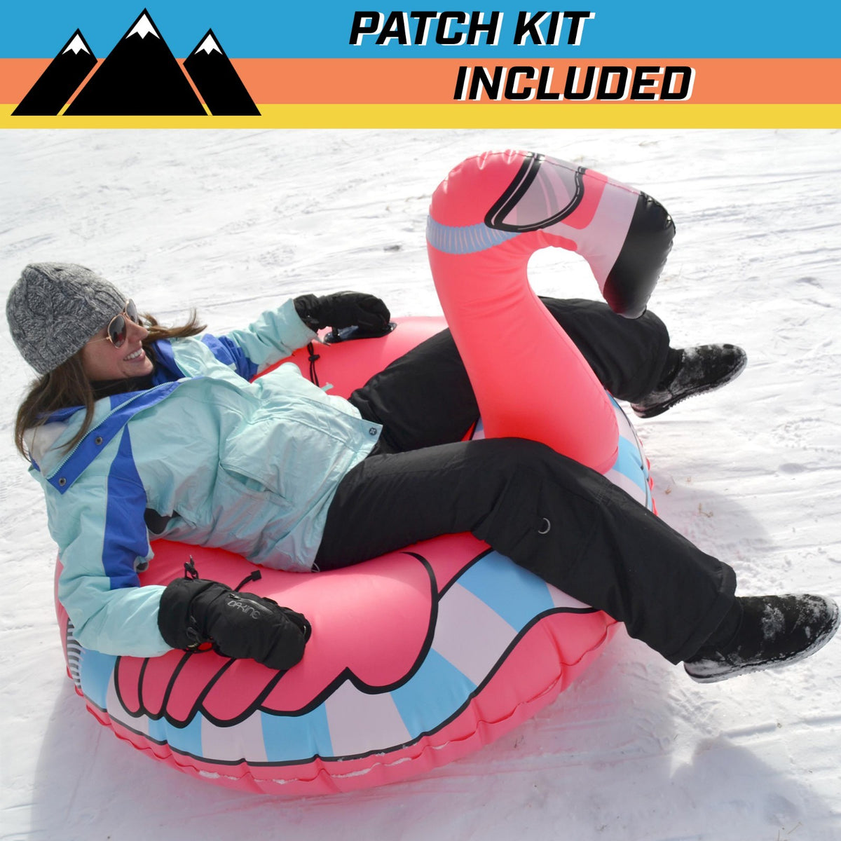 Winter Snow Tube Flying Flamingo Sled - Inflatable Snow Sled for Kids & Adults