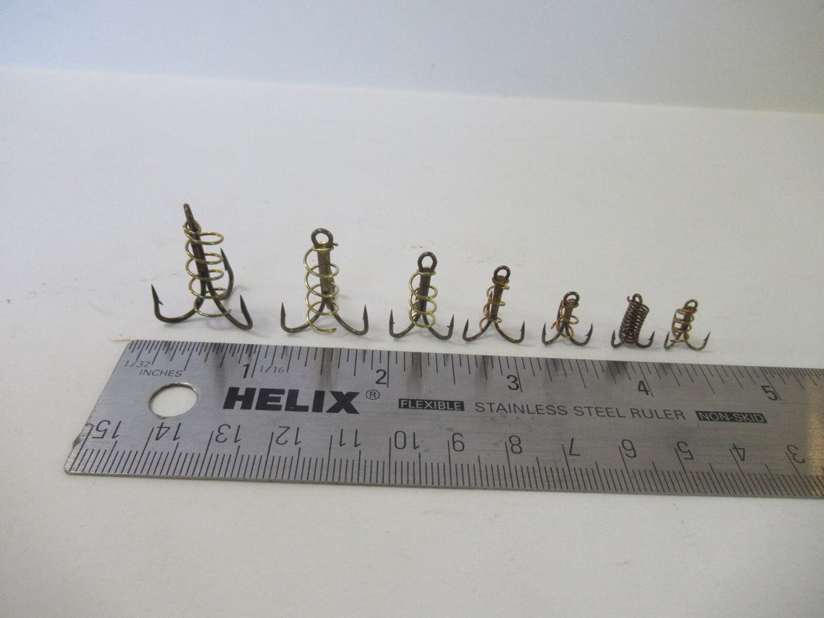Treble Fishing Hooks - Bronze Spring Bait Hooks for Fish Tackle, Multiple Sizes & Quantities