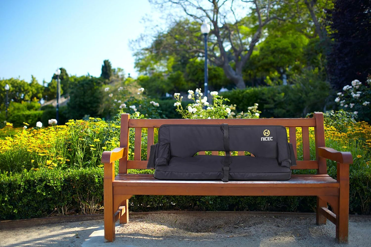 Oversized Stadium Seat with Back Support | Double Bleacher Cushion, Foldable & Padded