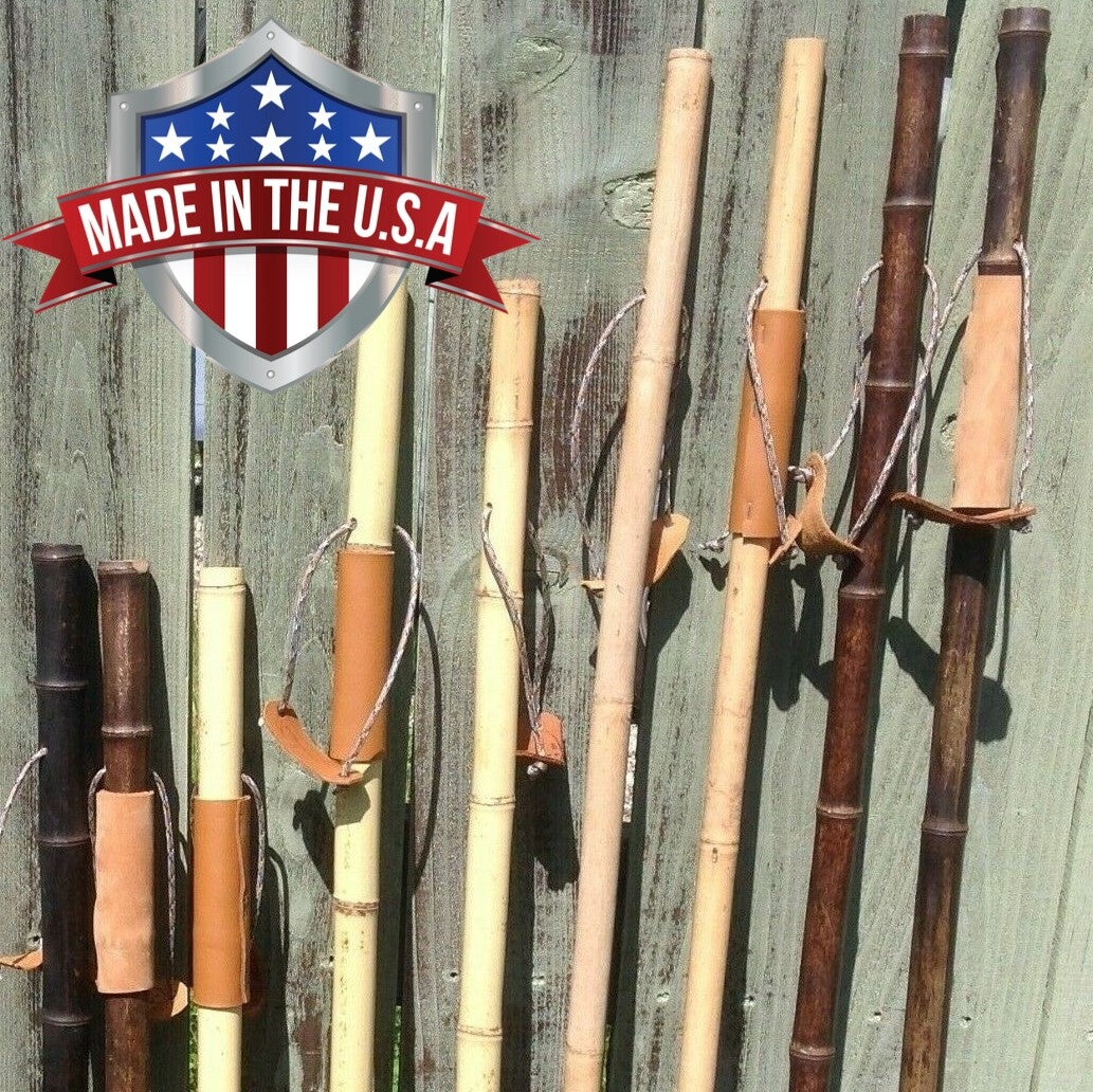 Weathered Bamboo Walking Stick for Hiking & Trekking - Handmade in USA
