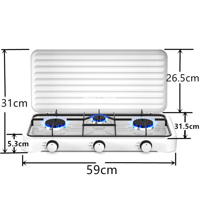 Portable 3 Burner Gas Stove for Camping Caravan Outdoor Cooking