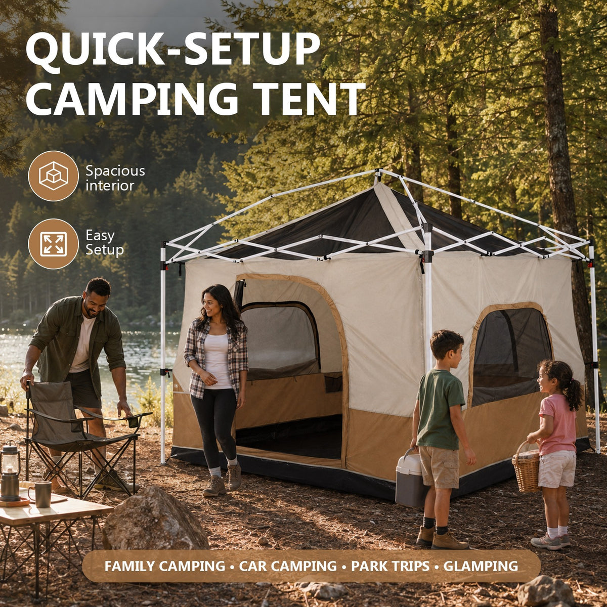 Pop-Up Canopy Inner Tent 10x10 with Mesh Windows for Camping & Outdoor