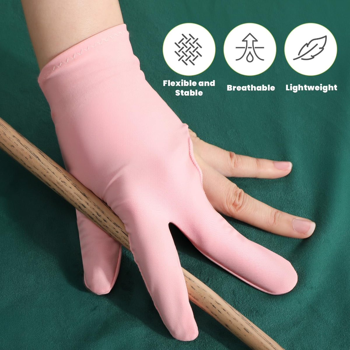 Three-Finger Universal Billiard Gloves - Breathable Elastic Pool Gloves