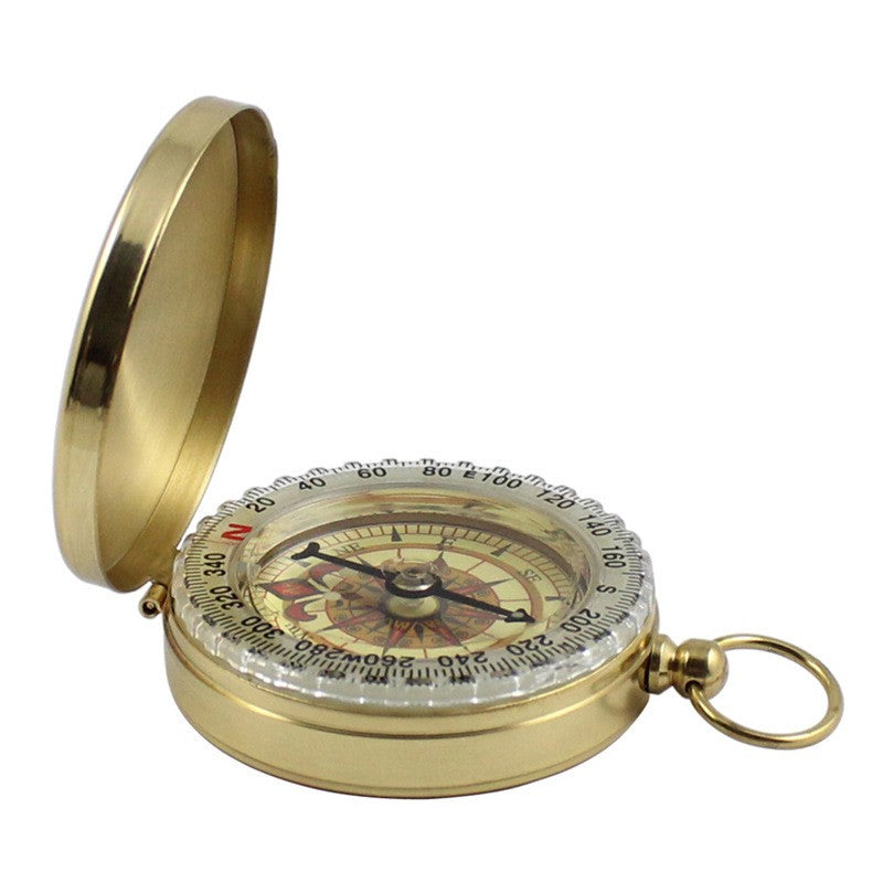 Outdoor Camping Luminous Navigational Compass - Brass Pocket Tool