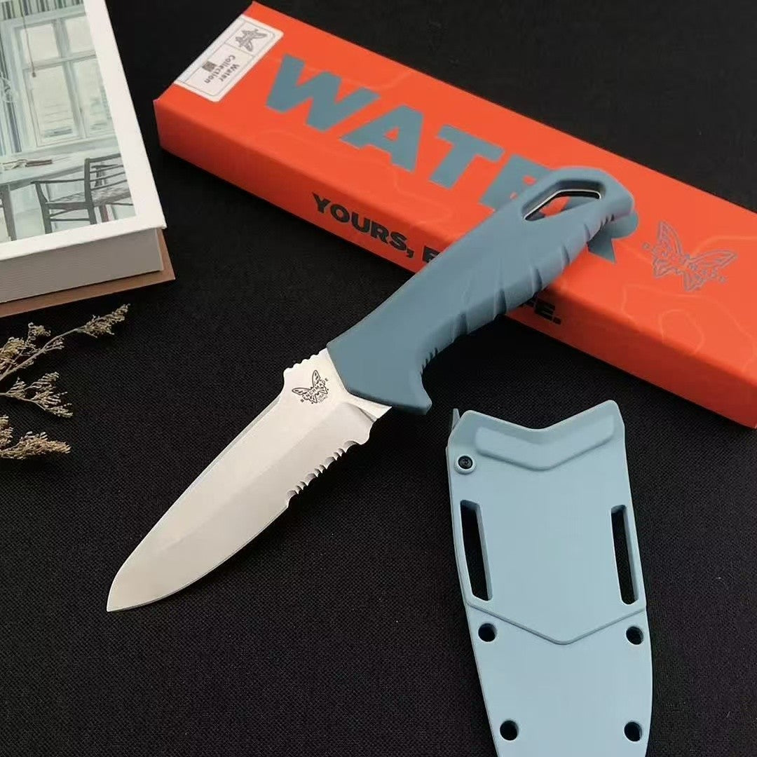 Fixed Blade Knife with Serrated Edge and Sheath – 2.68" Magnacut Steel Utility Knife
