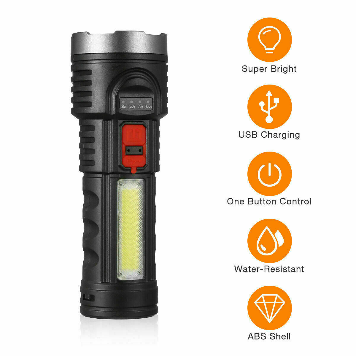 Super Bright Tactical LED Flashlight with USB Rechargeable Battery