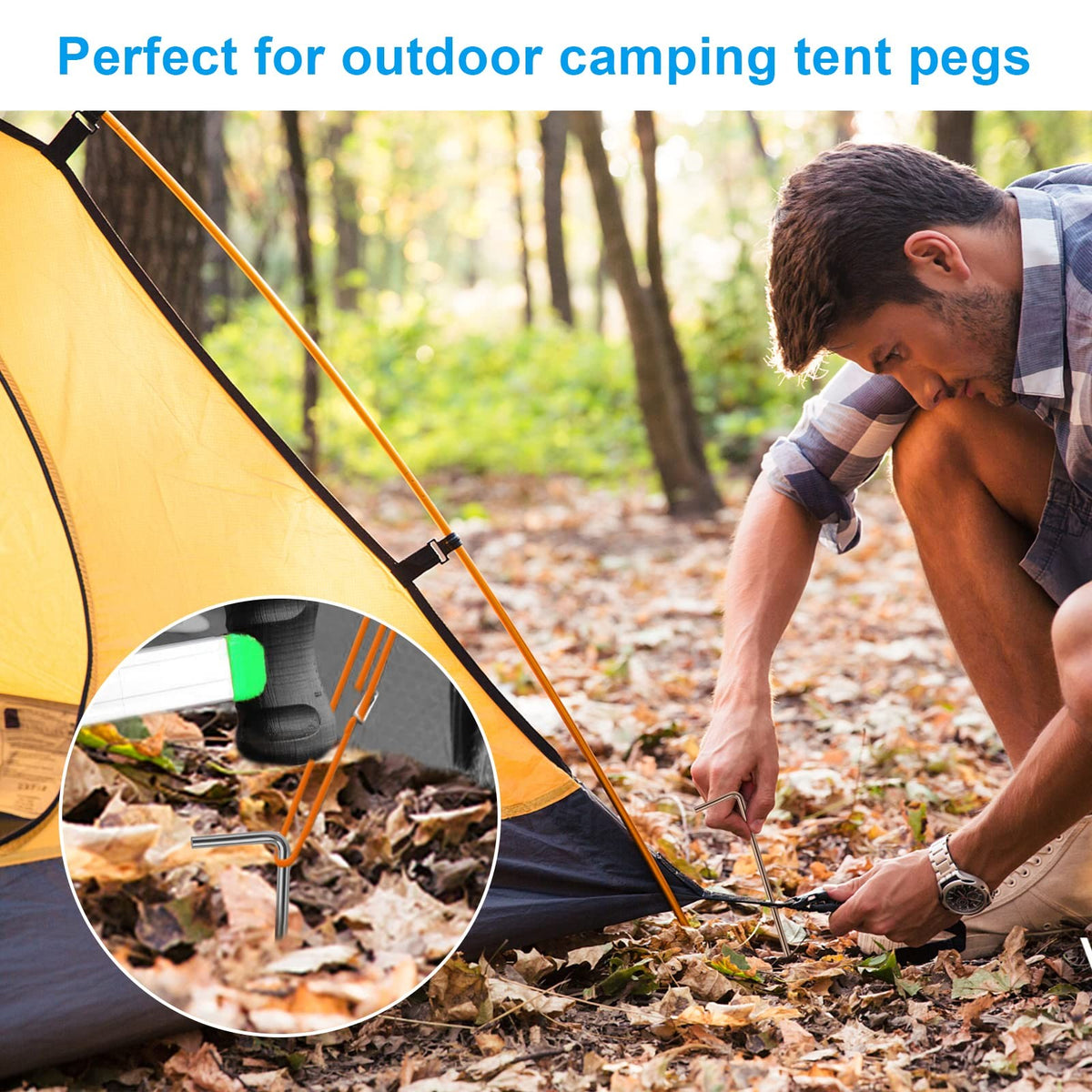 Heavy Duty Tent Stakes 18cm Metal Pegs for Camping Garden Canopy Set
