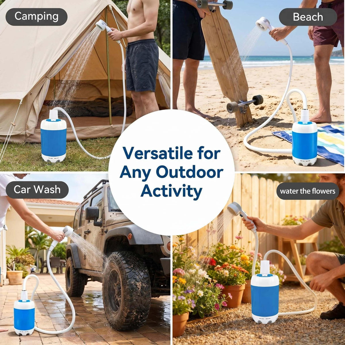Portable Camping Shower Pump 6500mAh Lightweight Water Pump for Outdoor Use