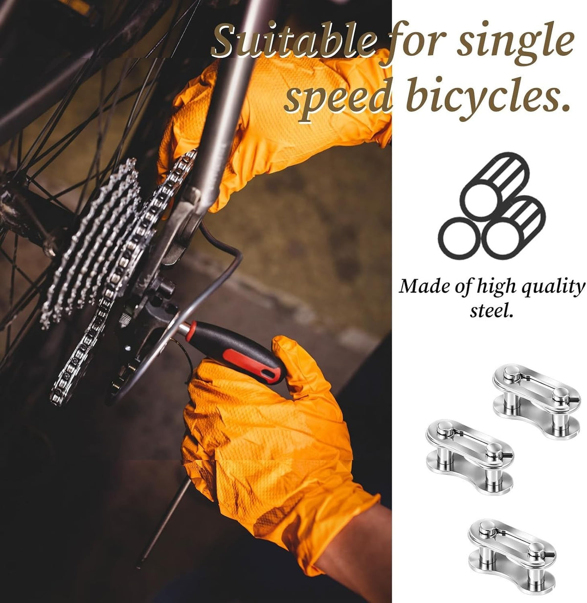 Bike Chain Master Links Set - 10 Pairs for Single Speed Bicycle Chains
