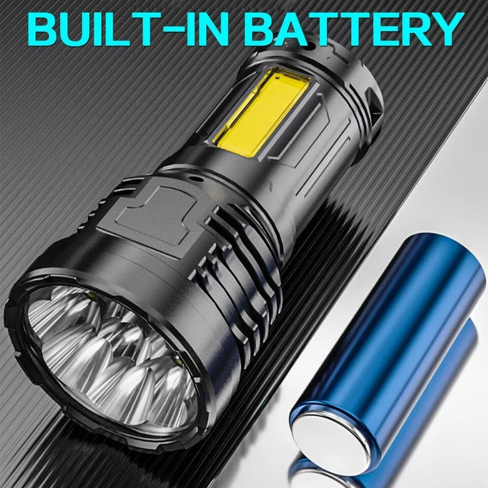 High Brightness Rechargeable LED Torch with 8 LEDs and COB Floodlight