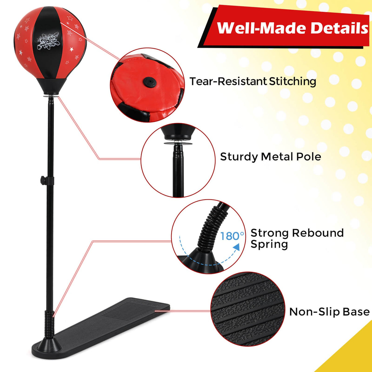 Kids Punching Bag Set with Gloves Adjustable Height Boxing Gear for Children