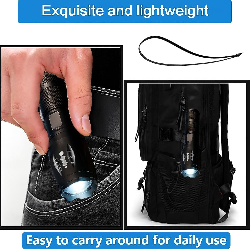Rechargeable LED Flashlight 2-in-1 Red & White Portable Torch for Outdoor Use