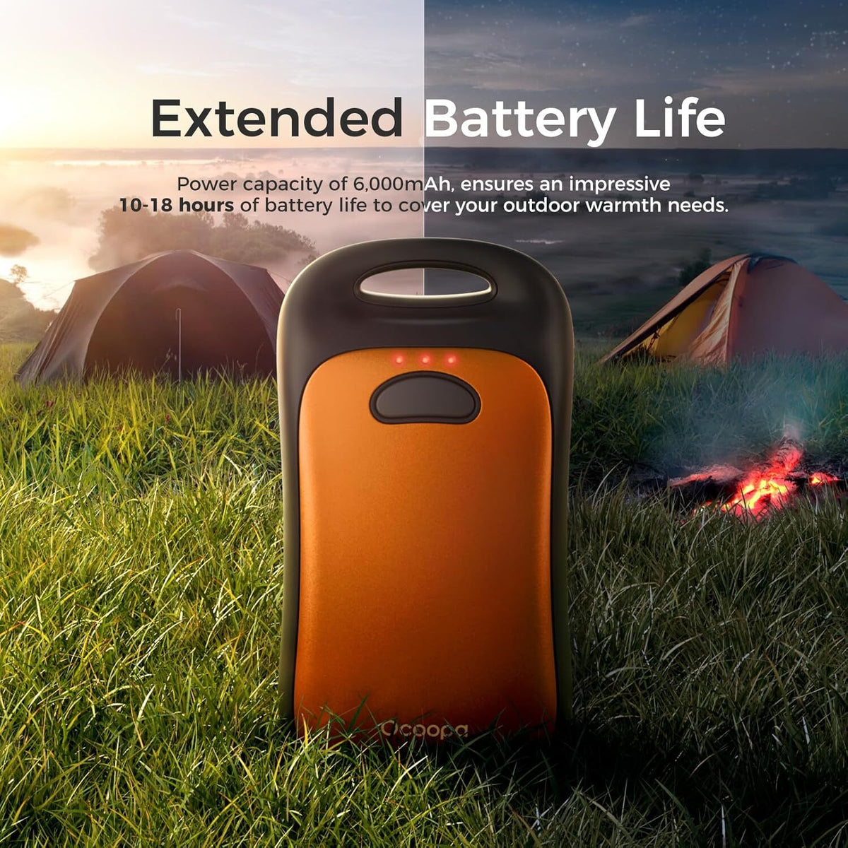 Rechargeable Hand Warmer 2-in-1 Waterproof Portable 6000mAh for Outdoor Hiking