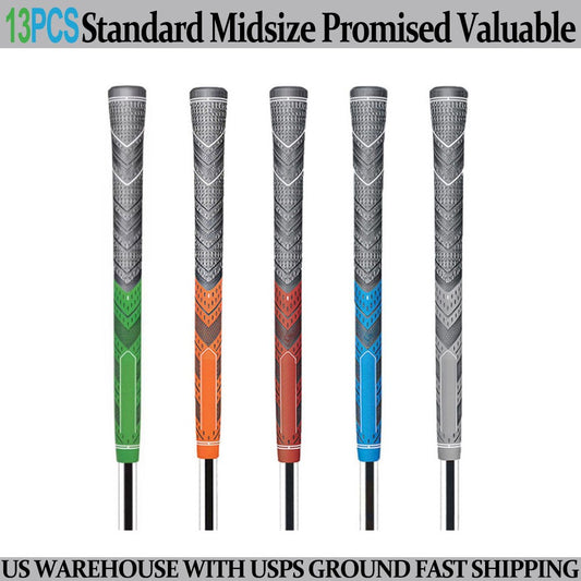 Golf Club Grip 13-Pack Anti-Slip Natural Rubber Customizable Sizes & Colors