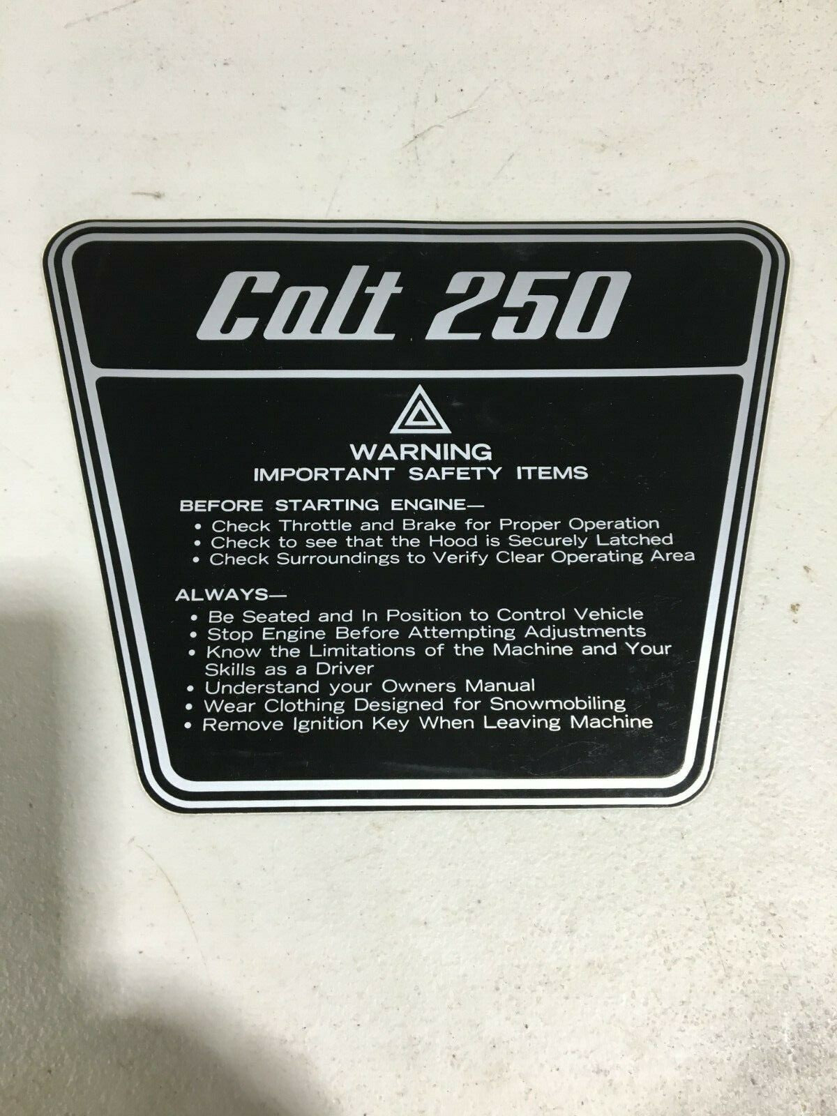 NOS Polaris 74 Colt 250 Snowmobile Gas Tank Decal Vintage 7071294