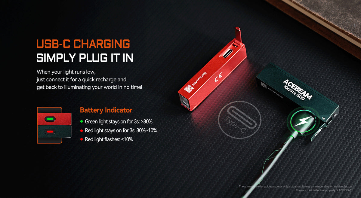 USB-C Keychain Light 500 Lumens Waterproof Durable Mini Flashlight