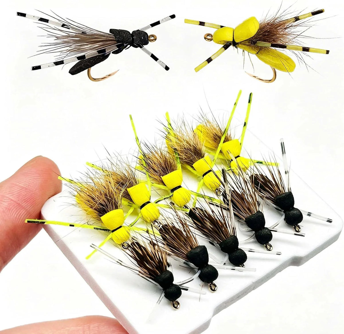 10 Pcs Fly Fishing Lures Dry Flies Mayfly Foam Body Topwater Baits for Trout Bass Salmon