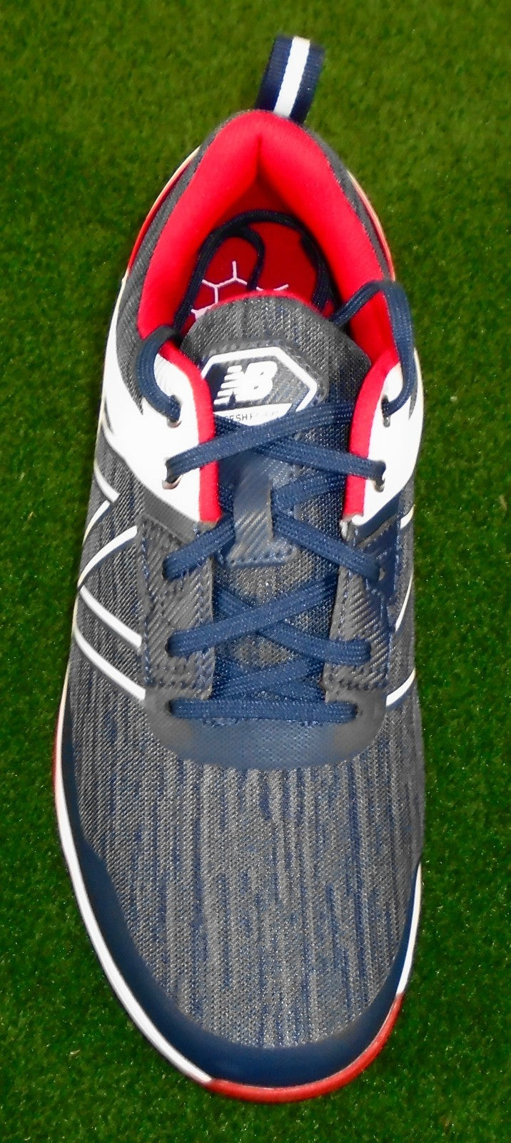 Men's Waterproof Golf Shoes - Fresh Foam Contend, Spikeless, Navy/Red