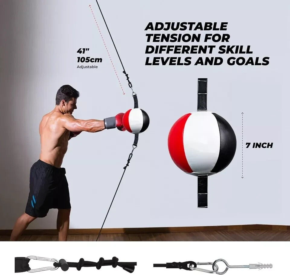 Double End Boxing Speed Bag Set - Reflex Training Equipment for Martial Arts