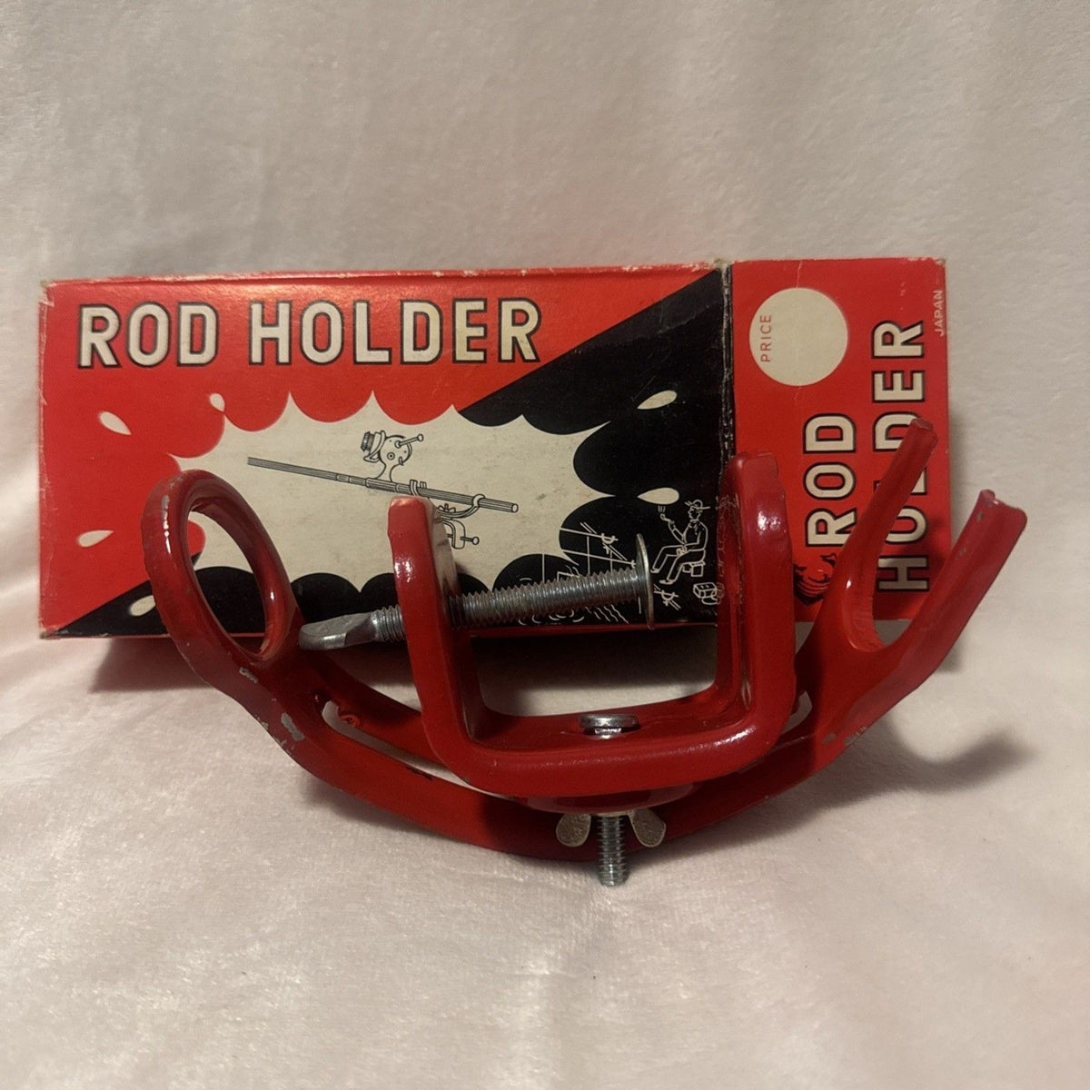 Vintage Japanese Clamp-On Fishing Rod Holder for Retro Boat or Outrigger Mounting