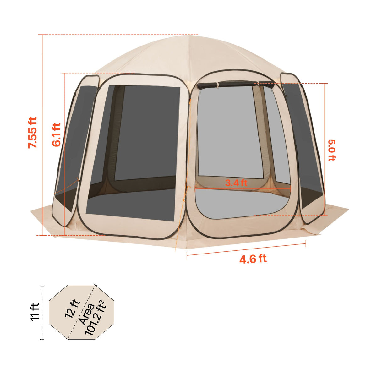 12' x 11' Pop-Up Screen House Tent for Camping and Outdoor Events