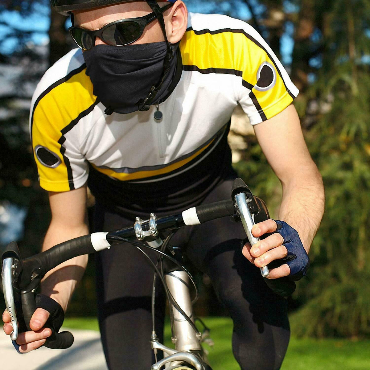 Black Multi-Use Tube Scarf Bandana Face Mask for Outdoor Activities