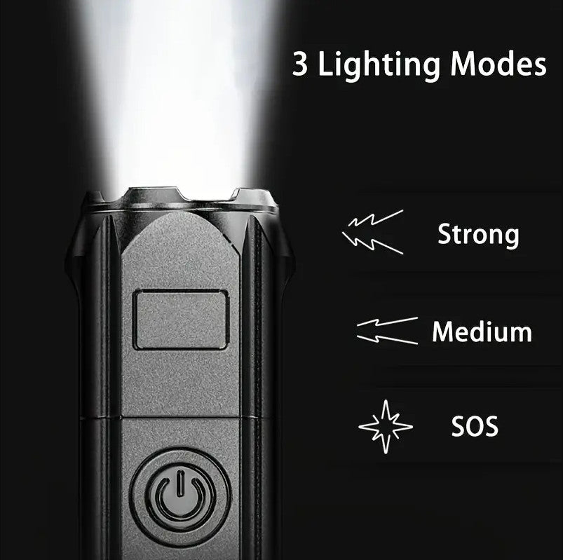 Rechargeable LED Flashlight - Portable Zoomable Handheld Torch for Outdoor and Household Use