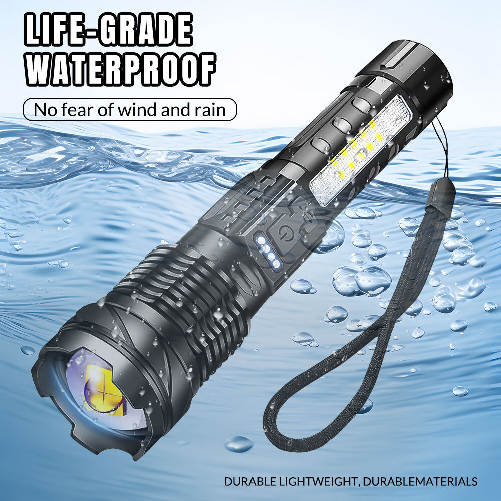 15000000LM Super Bright Rechargeable LED Tactical Flashlight - Waterproof, Multi-Mode, 200-500m Range