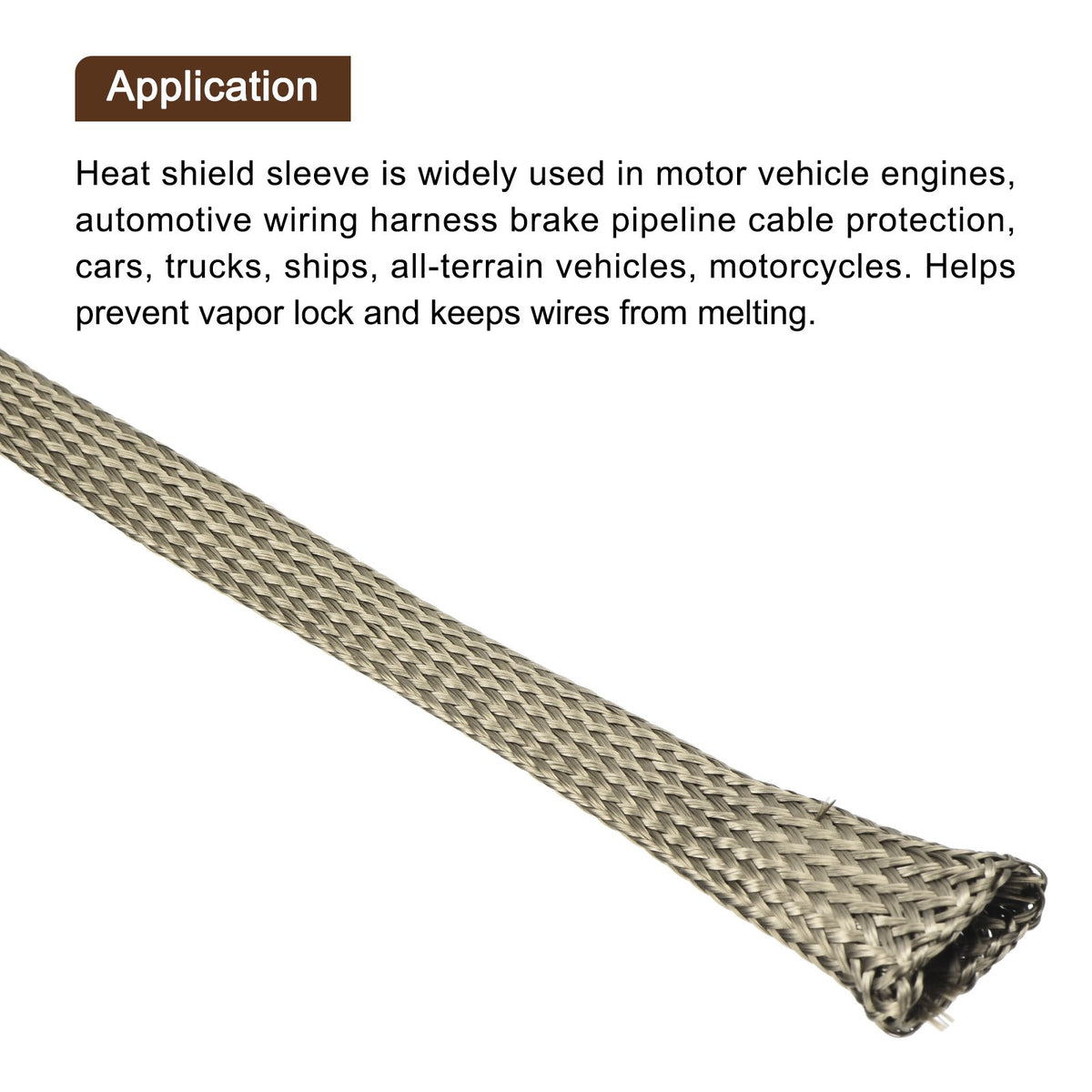 Automotive Heat Shield Sleeve 0.3 Inch ID 16Ft Fuel Line Protection Titanium