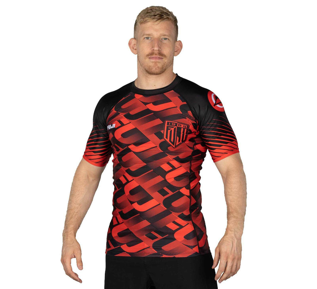 Short Sleeve Rashguard for MMA BJJ Jiu Jitsu Training - Red Black