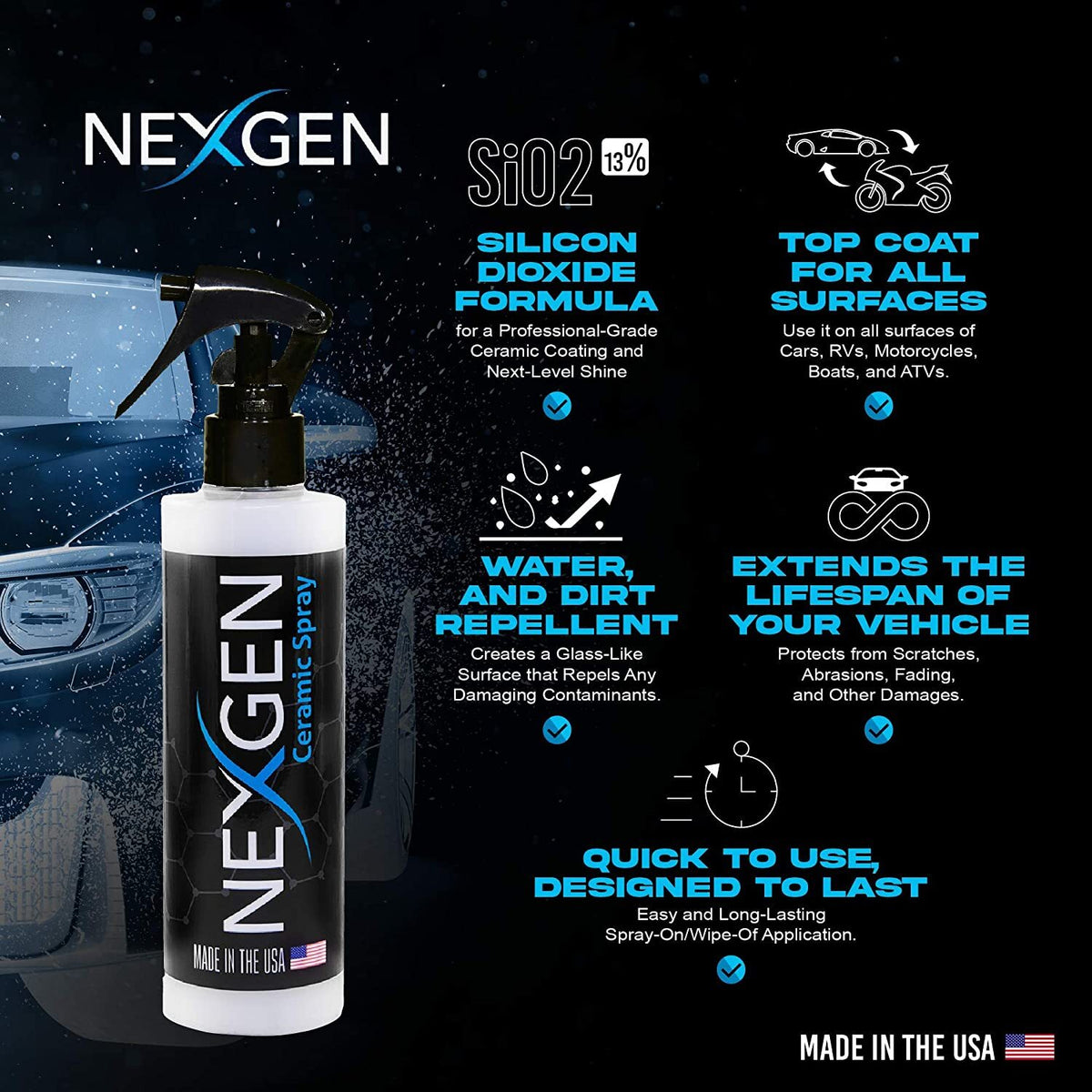 Ceramic Coating Spray for Cars - Silicon Dioxide Vehicle Protection