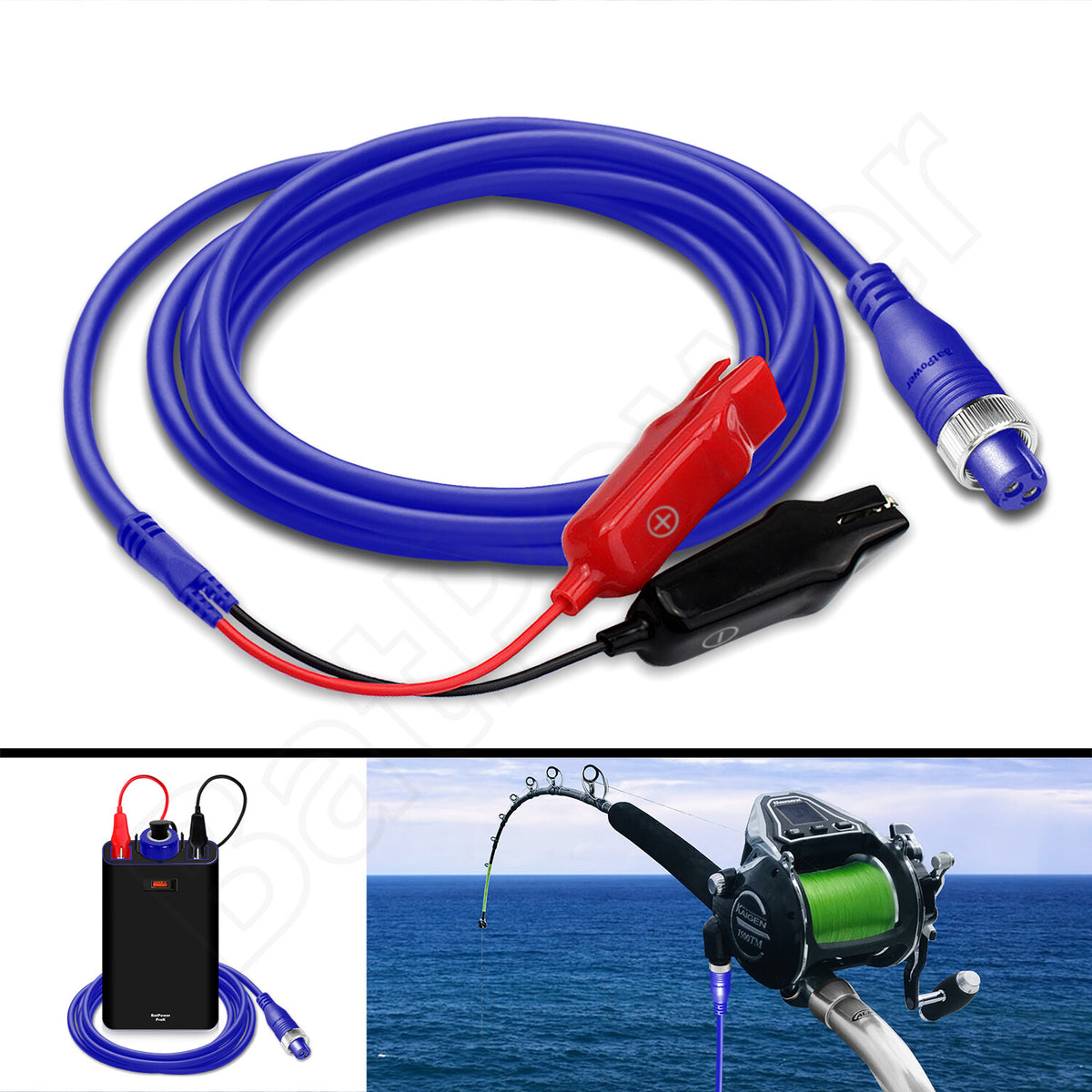 Electric Fishing Reel Power Cable Compatible with Banax Kaigen Reels - 6.6FT/2M & 18FT/5.5M