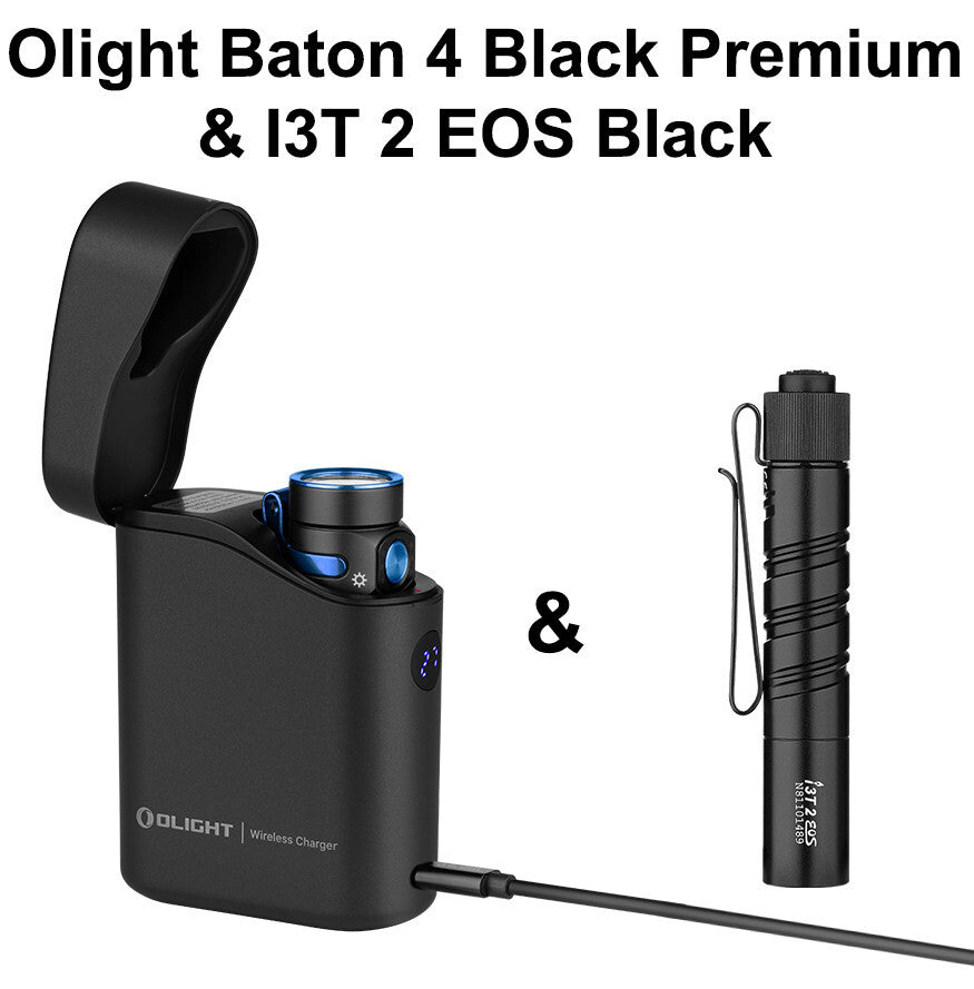 Rechargeable LED Flashlight with Charging Case and Compact Torch - Black