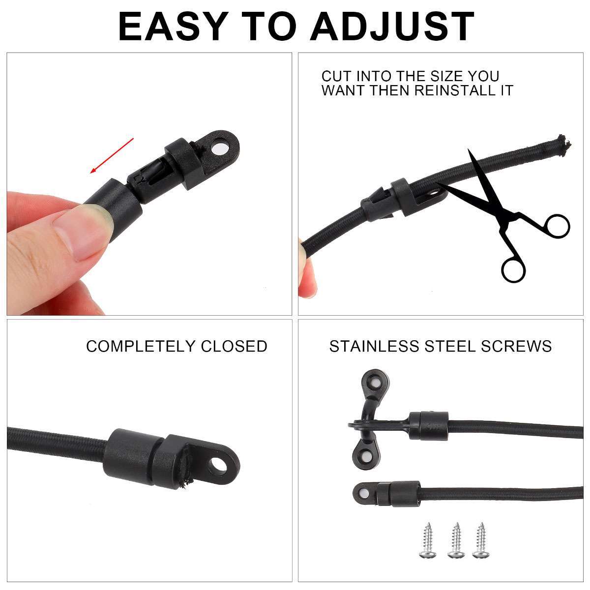 4-Pack Boat Fishing Rod Bungee Straps Deck Mount Tie Down Hardware