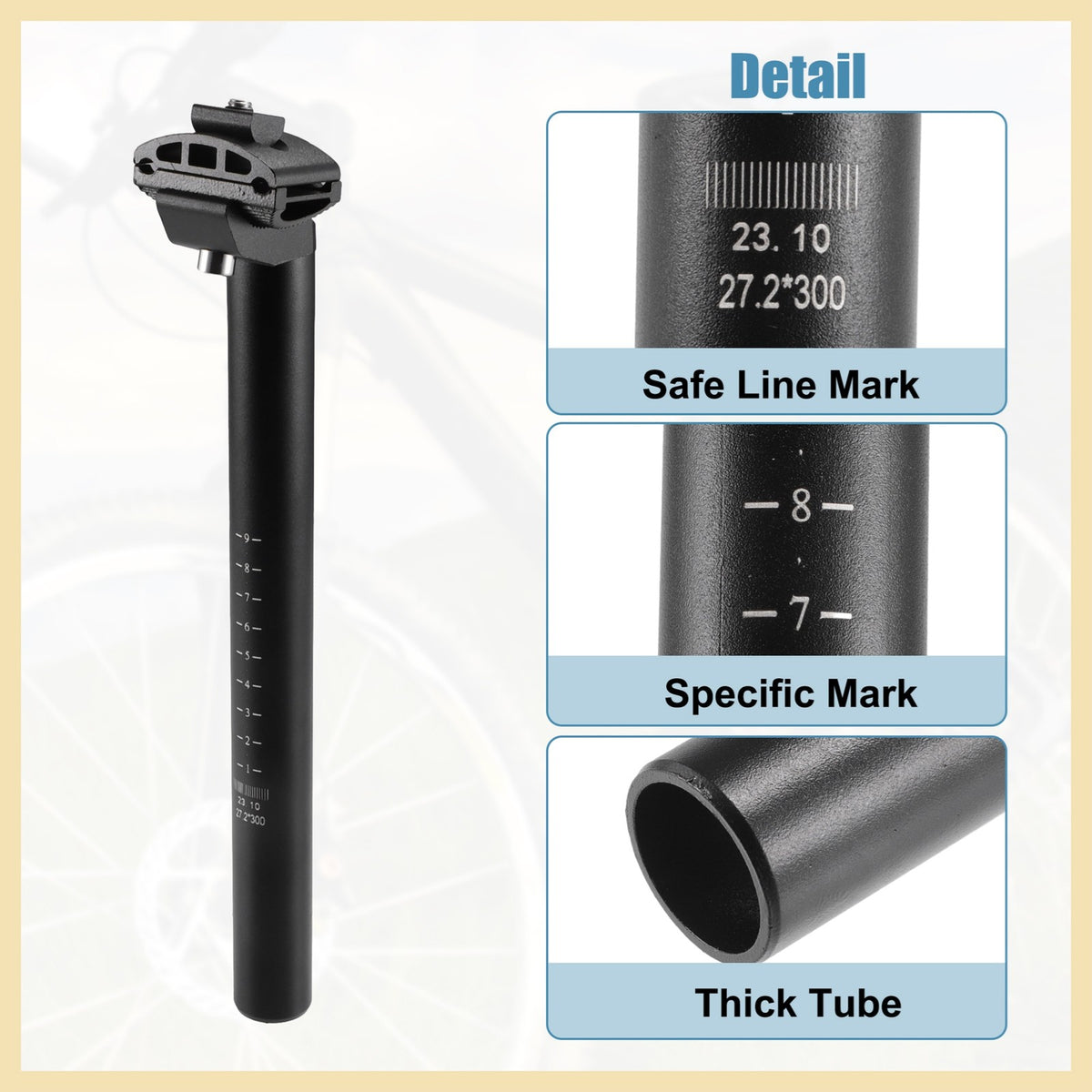 27.2x300mm Aluminum Bike Seat Post for Mountain & Road Bikes