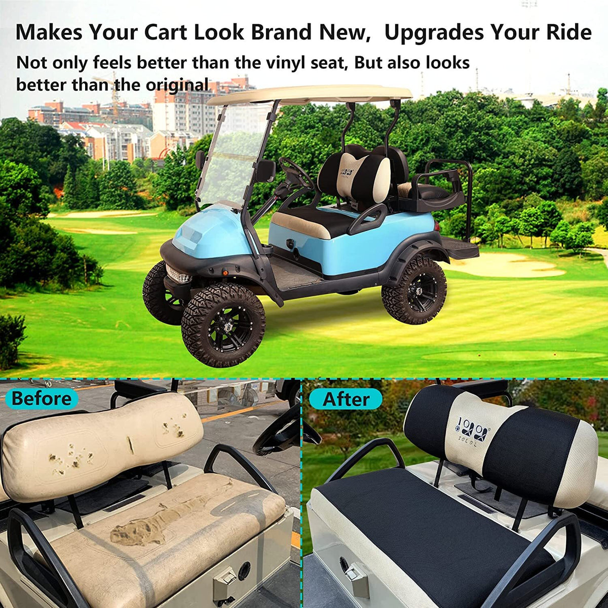 Golf Cart Seat Cover Set for Club Car Precedent Yamaha Breathable Washable Mesh