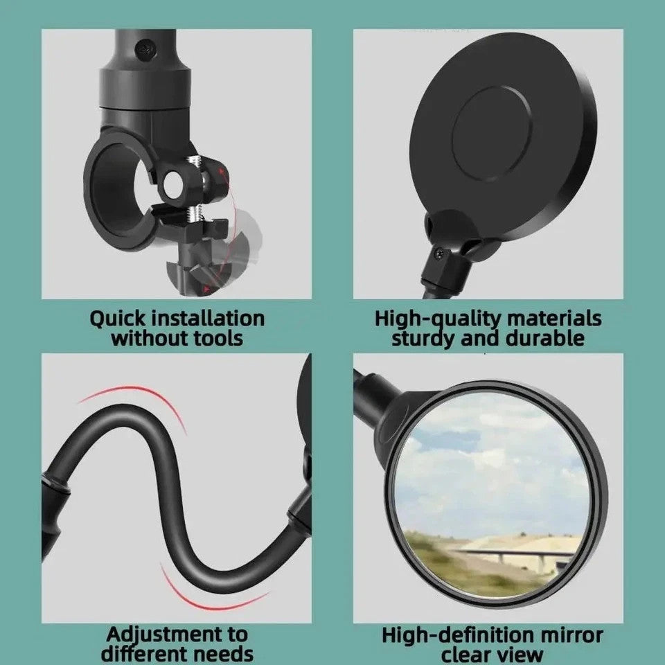 Bike Handlebar Mirror 2 Pack - Adjustable Rotatable Wide Angle Rear View